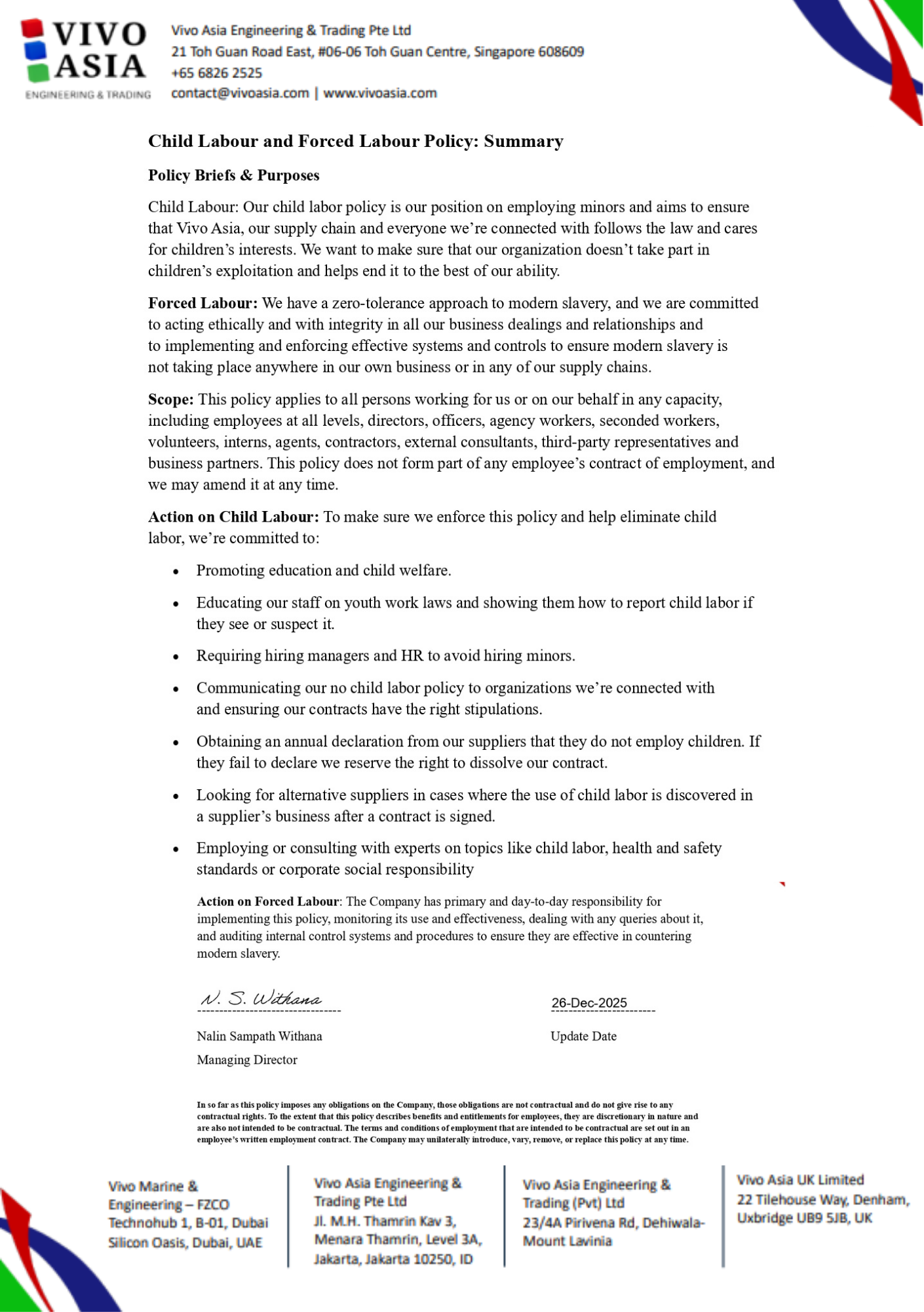 Anti child corruption and forced labour